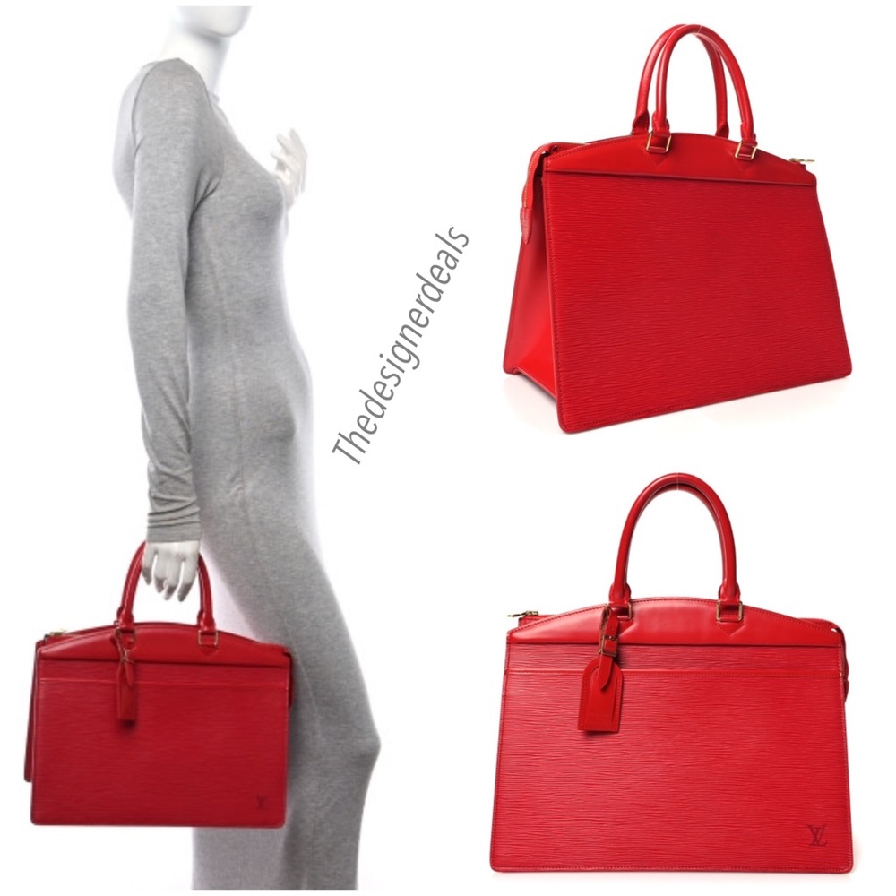 Auth LOUIS VUITTON Epi Riviera Red Handbag
